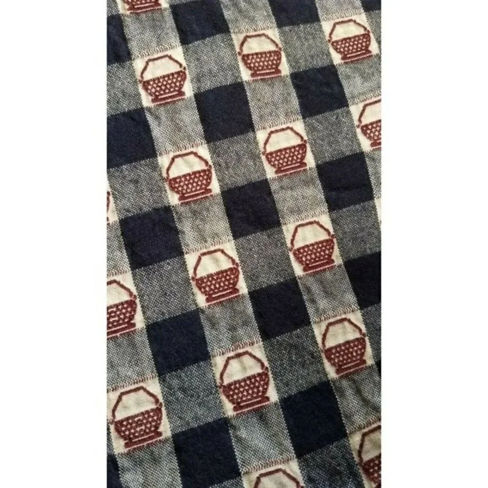 2 Pc Kitchen Table Placemats Blue Country Basket Checkered Reversible 18
